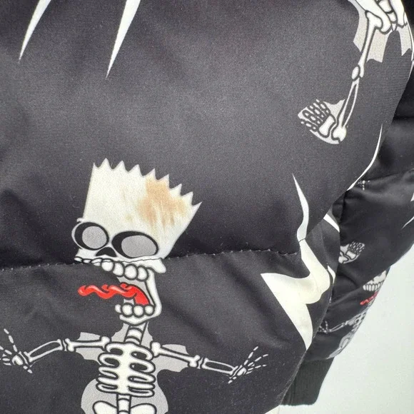 The Simpsons Bart Skeleton‎ Lightning Bolt Puffer Heavyweight Jacket Mens L